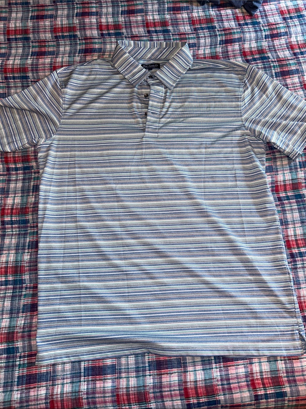 Classic Men's Light Blue Striped Polo Shirt